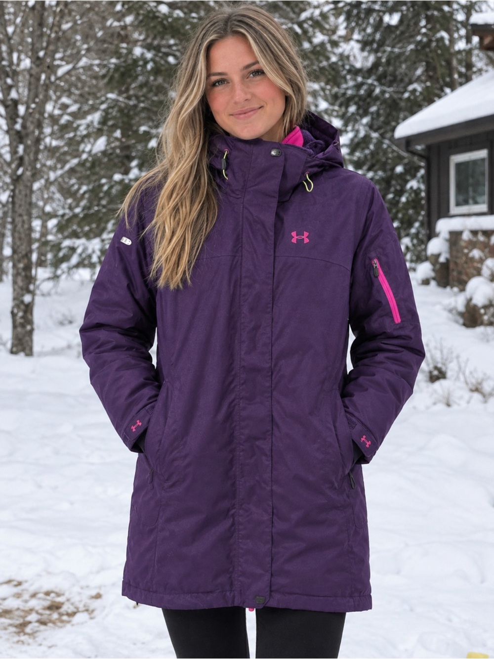 Under Armour Purple Women's Ski Snow Jacket with Pink Accents